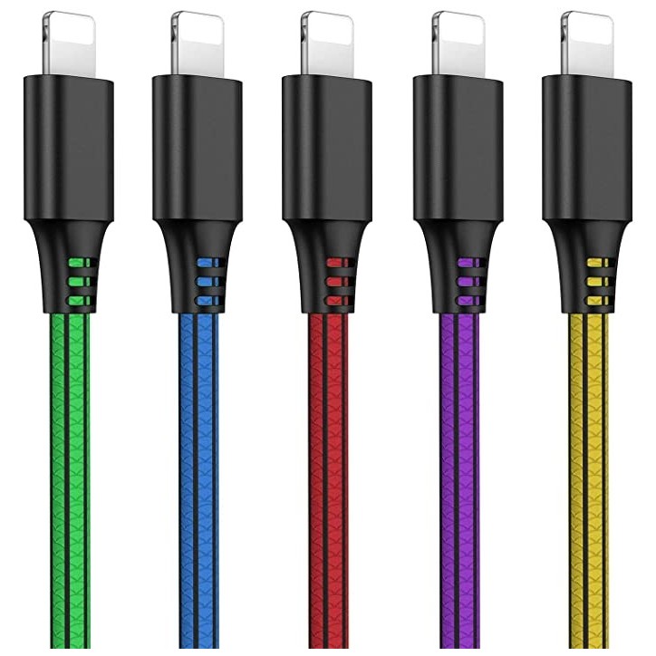 Lot de 5 Cables iPhone Chargeur iPhone 2m Charge Rapide Câble Cordon