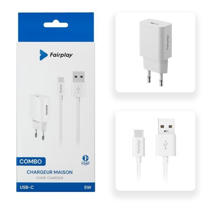 Combo 12W + Câble USB-C : Recharge Rapide et Efficace pour Vos Appareils