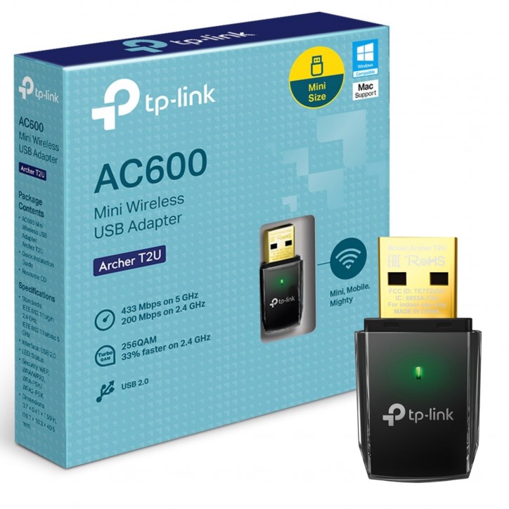 TP-Link Clé WiFi AC600 Mbps Archer T2U, adaptateur USB wifi, dongle wifi, compatible avec Windows 11/10/8.1/8/7/XP, Ma