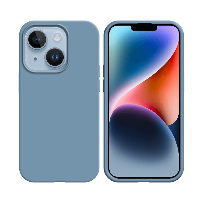 Coque Silicone Compatible pour Apple iPhone 14 Bleu Acier