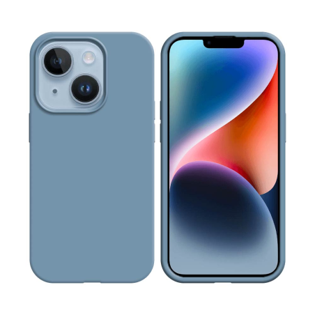 Coque Silicone Compatible pour Apple iPhone 14 Bleu Acier