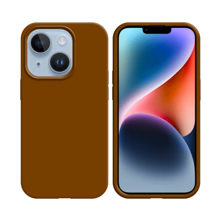 Coque Silicone Compatible pour Apple iPhone 14 Marron