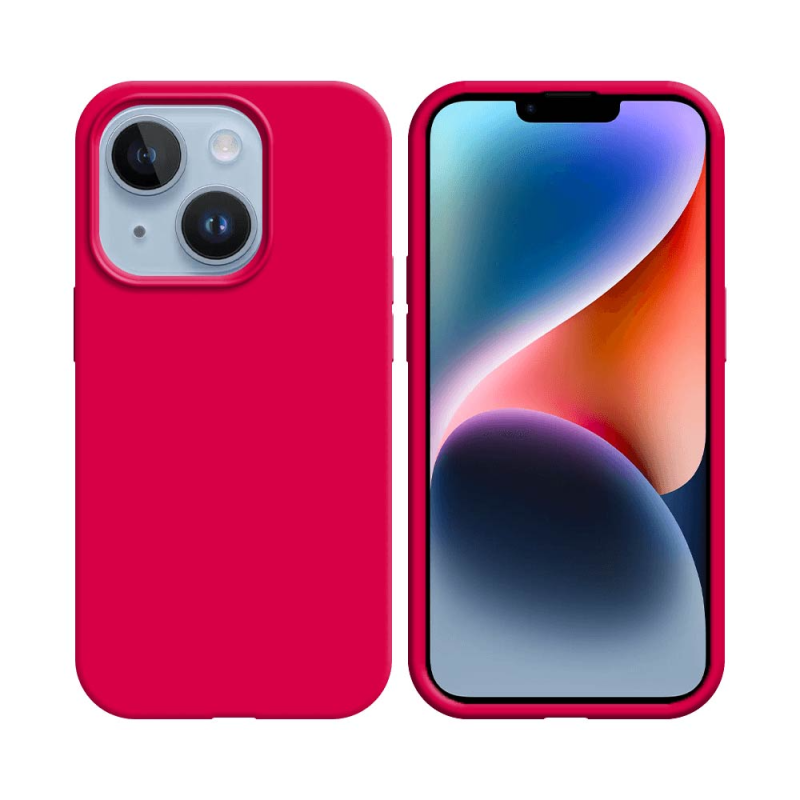Coque Silicone Compatible pour Apple iPhone 14 Rose Vif
