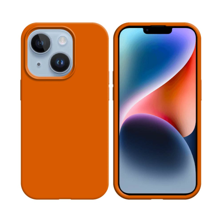 Coque Silicone Compatible pour Apple iPhone 14 Orange
