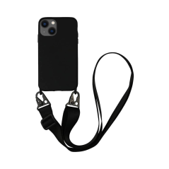 Coque Silicone avec Bandoulière Apple iPhone 14 Noir