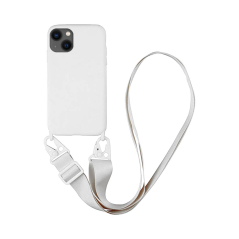 Coque Silicone avec Bandoulière Apple iPhone 14 Blanc