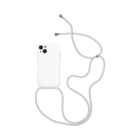 Coque Silicone avec Cordon Apple iPhone 14 Blanc