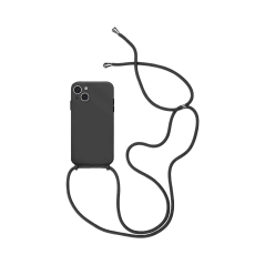 Coque Silicone avec Cordon Apple iPhone 14 Noir