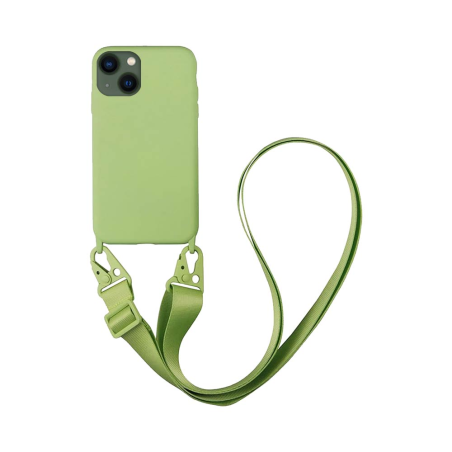 Coque Silicone avec Bandoulière Apple iPhone 13 Vert Clair
