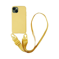 Coque Silicone iPhone 13 Jaune avec Bandoulière – Protection et Style