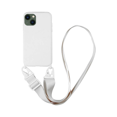 Coque Silicone avec Bandoulière Apple iPhone 13 Blanc