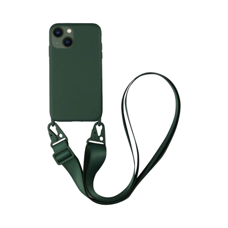 Coque Silicone avec Bandoulière Apple iPhone 13 Vert Foncé