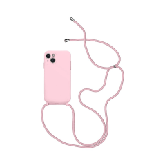 Coque Silicone avec Cordon Apple iPhone 13 Rose