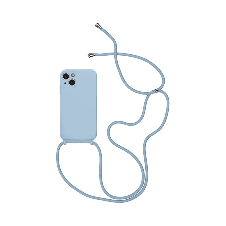 Coque Silicone avec Cordon Apple iPhone 13 Bleu Clair