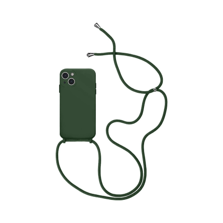 Coque Silicone avec Cordon Apple iPhone 13 Vert Foncé