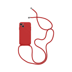 Coque Silicone avec Cordon Apple iPhone 13 Rouge