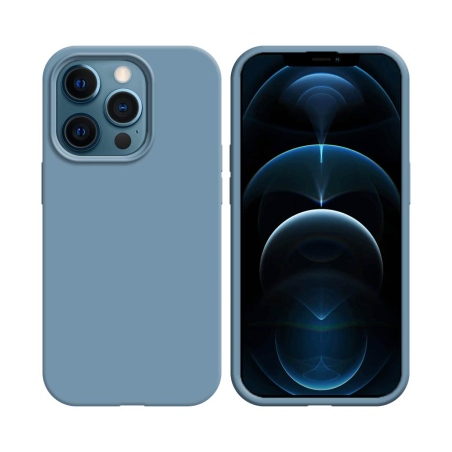 Coque Silicone Compatible pour Apple iPhone 12/iPhone 12 Pro Bleu Acier